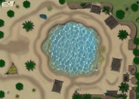 a map of a tropical island with a pool, <lora:Wild2-10:0.85>