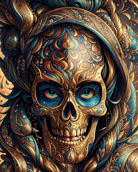 masterpiece, best quality, 4K, 8K, ultra detailed background, delicate pattern, complex detailed background, studio lighting, fantastic, ral-colorswirl, skull pirate <lora:ral-colorswirl-sd15:1>