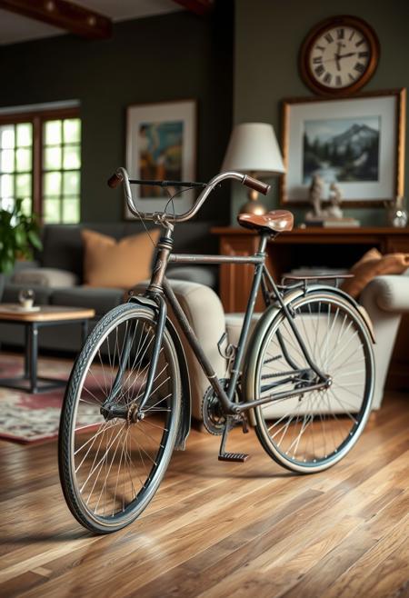 an Antique bicycle in my living room
