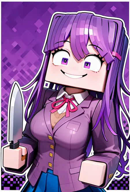 Yuri ZAMination Fazbear and Friends -- Minecraft / DDLC / Doki Doki Literature Club Noob+Illustrious