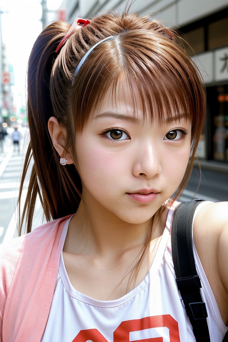 RAW close-up portrait photo, embedding:TsujiNozomi in busy Tokyo street, embedding:fcDetailPortrait