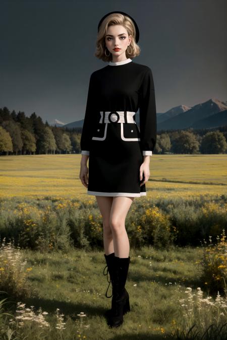 m0ddr3ss1, mod black and white colorblock dress