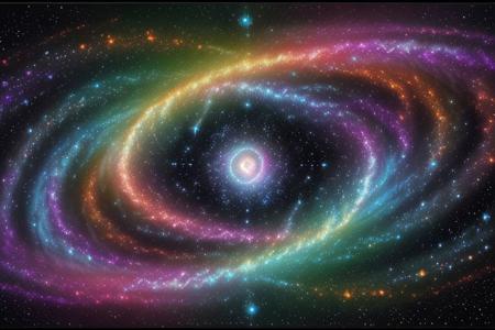 Infinite cosmic energy flows through a divine universe, where creation and harmony coexist in perfect balance. The masterpiece:1.2 unfolds in vivid colors, showcasing the beauty of this cosmic realm. The universe is bathed in ethereal light, emitting a soft and warm glow that illuminates every corner. The stars, like shimmering diamonds, dot the night sky, while nebulas dance gracefully in the vast expanse. Heavenly bodies swirl in a symphony of celestial motion, creating enchanting patterns that captivate the eyes. A celestial painter delicately brushes colorful strokes across the cosmic canvas, bringing forth awe-inspiring landscapes and breathtaking vistas. The heavenly spirits, clad in magnificent appearence, exude an aura of divinity, as they guide the cosmic energy to manifest the wonders of creation. The harmony between light and darkness, chaos and order, is evident in every intricate detail. Ultra-fine painting techniques and masterful brushstrokes infuse the artwork with an unparalleled level of detail, creating a realistic and photorealistic:1.37 portrayal of this divine universe. The colors are vibrant and rich, with hues ranging from deep blues and purples to radiant oranges and pinks, creating a mesmerizing palette that invokes a sense of wonder. The textures are so meticulously crafted that one can almost feel the cosmic energy pulsating through the artwork.