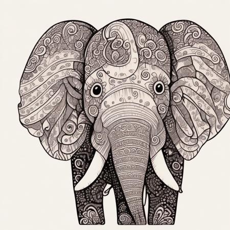 <lyco:Doodle_Sa_May :1.0> elephant  by doodle style