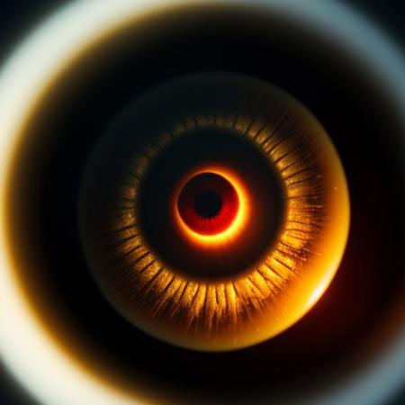 Ultra extreme closeup of a a nuclear mushroom explosion reflecting in robots eye, shallow depth of field, f/1.4, focus blur, beautiful, bokeh, reflections, ultra realistic, dramatic light