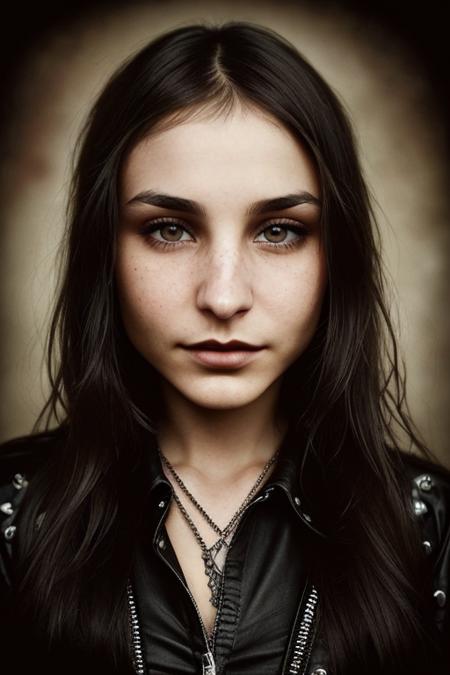 an expert photograph by albert watson of a young lady looking like  LunaEv1 in a [grunge | rock] style