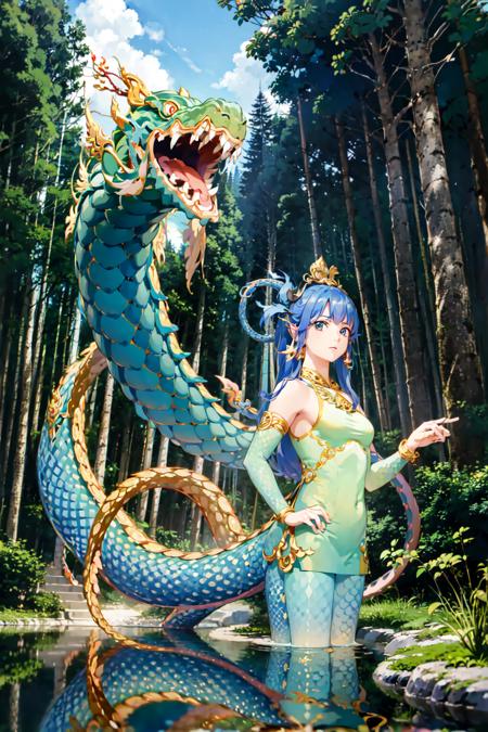 (anime art style:1.4), (flat color:1.4), (best quality:1.4), (ultra highres:1.2), (photorealistic:1.4), (8k, RAW photo:1.2),  very high detail, portrait shot,  (himmapan style:1.7),(giant gigantic snake big head dragon:1.4), small trees,  (in jungle:1.3) <lora:HimmapanV1:0.8>