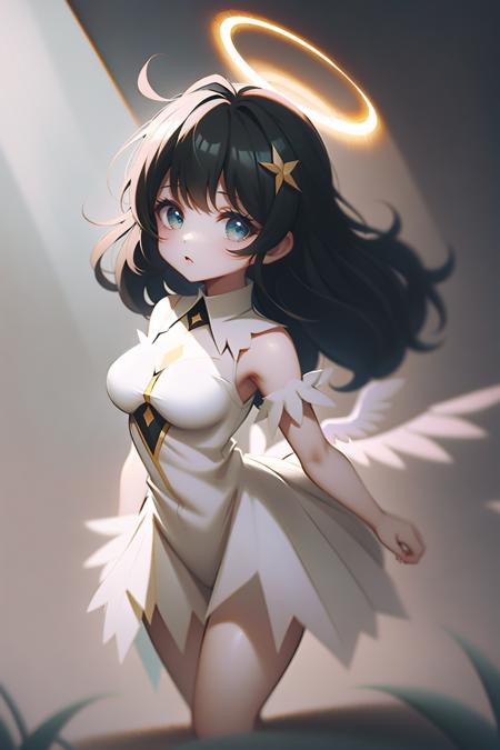 1 girl,angle,halo,wings