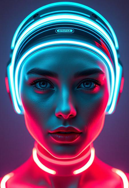 futuristic LED-infused headwear as makeup alternative, glowing LED accents contouring face, (LED highlights:1.3) enhancing cheekbones, neon glow accentuating jawline, soft LED light framing attractive features, (flawless skin:1.4), LED strips subtly shaping face, high-tech beauty solution, cyberpunk elegance, LED-lit brow line, glowing under-eye accents, (sharp focus), ultra-realistic skin textures, high-definition, light-reflecting LED glow on lips, glowing seams enhancing facial symmetry, (dynamic lighting), sleek, form-fitting LED design, techwear-inspired beauty, soft LED glows replacing traditional makeup, smooth and radiant skin, futuristic elegance, LED rings emphasizing eyes, balanced lighting for facial features, high-resolution, glowing lips, minimal flaws, radiant LED accents in place of blush, sleek light designs creating a perfect glow, precise light diffusion, ultra-modern LED beauty
