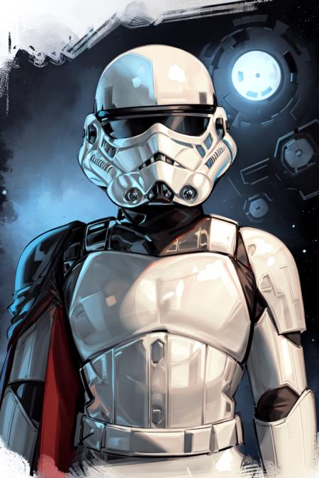 storm trooper, helmet, white armor, science fiction, star wars, 1boy, [black bodysuit], (upper body, portrait)