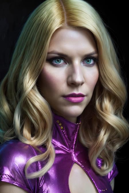 portrait photo of cde,(dressed as daphne from scooby doo), (dirty blonde hair), alluring portrait, intricate, highly detailed, digital painting, artstation, concept art, naughty, sharp focus, cinematic lighting, illustration, art by artgerm and greg rutkowski, alphonse mucha, cgsociety, <lora:ClaireDanes-RealVision-V1.0:1>