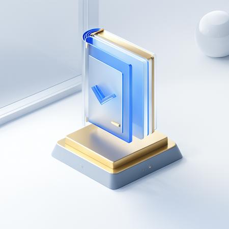 Blue-gray|gold Book icon,many details, octane render, transparent glass texture,frosted glass, transparent technology sense, industrial design, white background, studio lighting, sunshine, flat, minimal, quasi-object, axisymmetric, blender, C4D, best quality, 4k