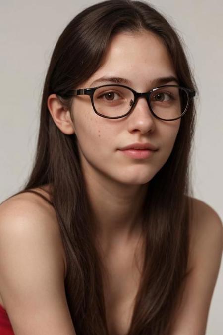 professional, masterpiece, 4k, hyperrealistic portrait of a 20yo cute girl, long hair,latin, glasses, [[freckles]],[skin imperfections],skin pores, detailed face, detailed skin, photography, photorealistic,