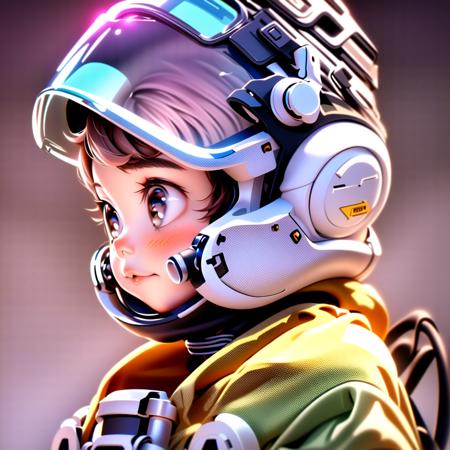 pixar,1girl,solo,helmet,profile,brown hair,science fiction,portrait,spacesuit,from side,astronaut,upper body,brown eyes,short hair,