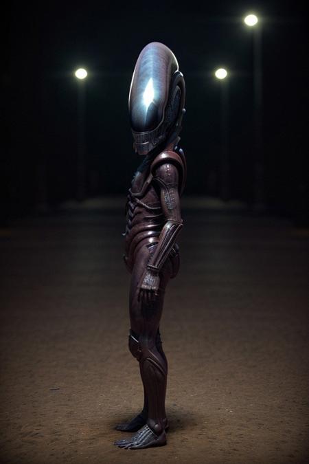 cinematic film still of  <lora:xenomorph style SD1.5:1>
Xenomorph,full body, side view, endoparasitoid extraterrestrial species,solo,open mouth,teeth,tongue,blurry,no humans,blurry background,fangs,sharp teeth,monster,realistic,alien , horror themed, dark themed, cinematic, film still, xenomorph style, shallow depth of field, vignette, highly detailed, high budget, bokeh, cinemascope, moody, epic, gorgeous, film grain, grainy, background KLCC, Malaysia Street,