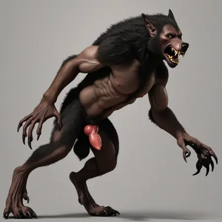 Photorealistic NSFW werewolf