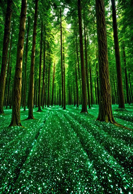 aesthetic, masterpiece, beautiful, elegant, award winning, photo, absurdres, hdr, best quality, 
scenery, emerald shaped forest,
aidmamj6.1
shiny, sparkle,