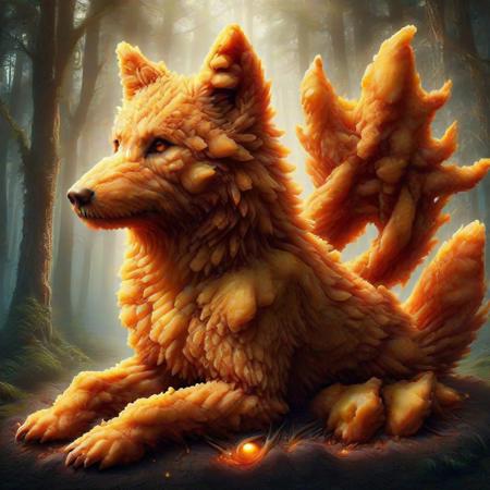 DFC, wolf made of deep fried & crispy on forest , best quality