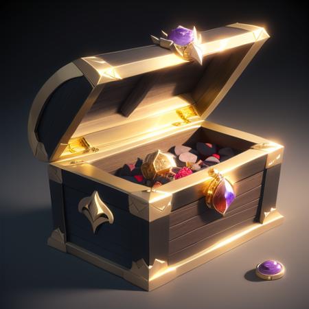 Simple structure, best quality symmetry, a treasure chest, realistic, black background, gems, dragon pattern, twine, ribbon, rose, gold <lora:GameIconResearch_chest Lora:1>