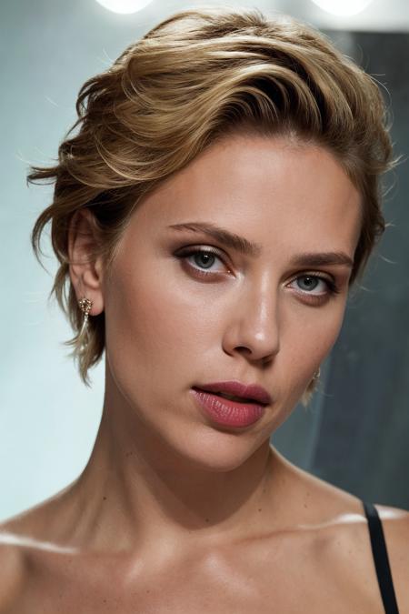 photography of scarlettjohansson, <lora:mod4UP_ai-000097:0.6>, very short blond hair, plump red lips ,eyeliner, makeup, dark lighting, in the shower, ultra-wide angle, Night , Jumpsuit