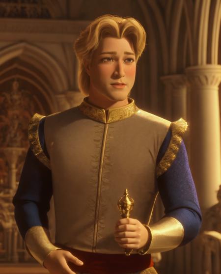 <lora:Prince_Charming_-_Shrek:1> Prince Charming from Shrek Movies , cinematic cartoon scene, (crying:1.4), (tears:1.3), interior royal palace background, red cheeks,  seductive, sexy, day time, 4k, 8k, HD, high quality, masterpiece,  best quality, , minmax face, majestic face, sexy face, blonde hair,