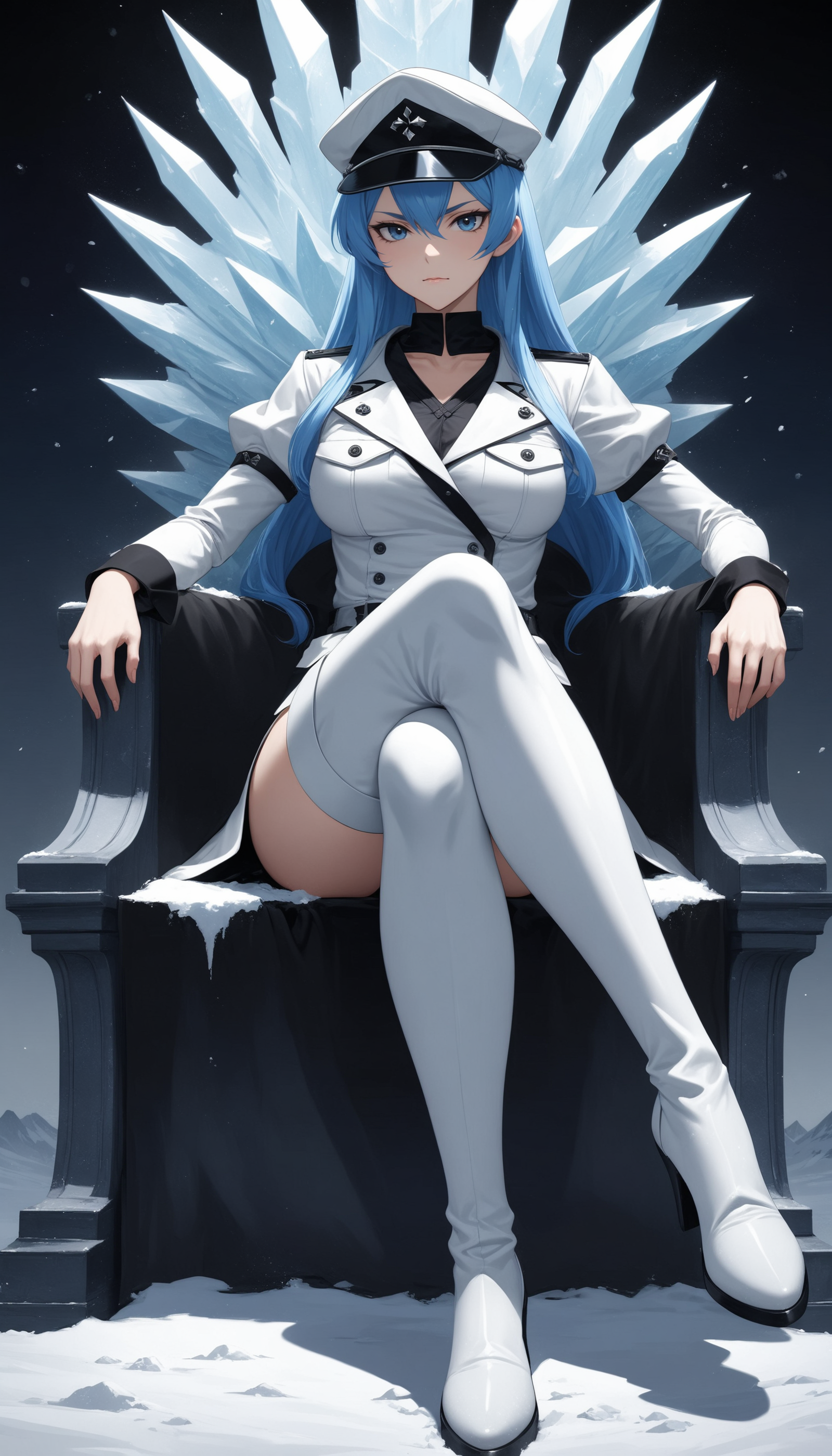 (masterpiece, best quality, very aesthetic, ultra detailed), intricate details,
1girl, esdeath, akame ga kill!, blue eyes,...