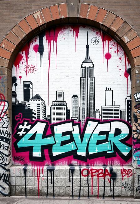 Graffiti art of New York City and the words saying "4EVER"