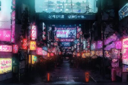 tokyo, cyberpunk, neon lights <lora:tokyogensov1:0.6>