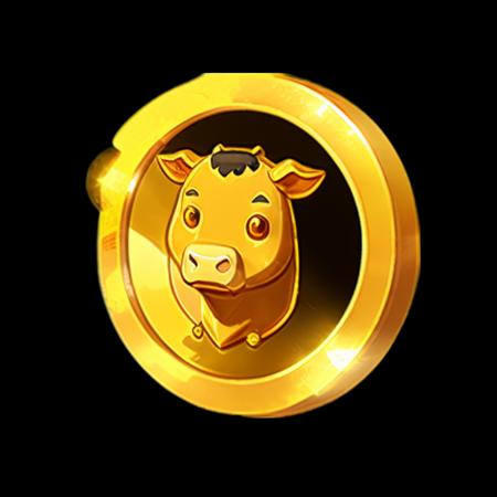 A gold coin with an cow on it, (masterpiece, top quality,best quality, official art, beautiful and aesthetic:1.2), Game ICON, masterpieces, HD Transparent background, Blender cycle, Volume light, No human, objectification, fantasy, Negative prompt, best quality,<lora:jinbione-000018:1>