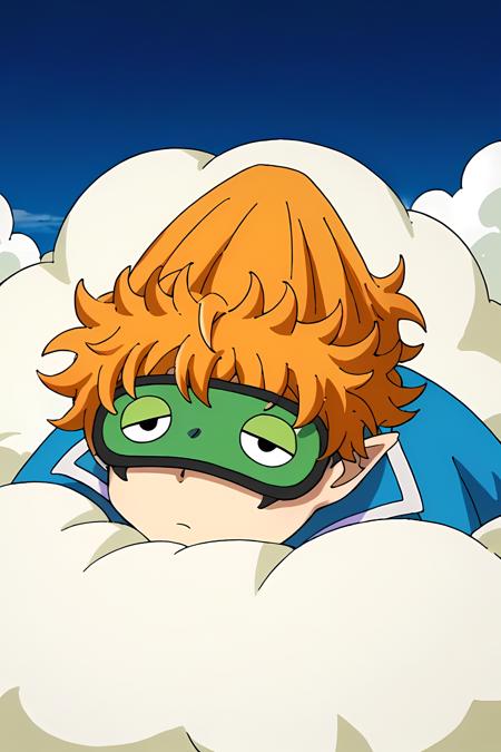 Agares Picero,orange hair, yellow eyes, pointy ears, Agares Picero,orange hair, sleep mask, pointy ears, pajama Cloud orange nail sleep mask sleep mask on head