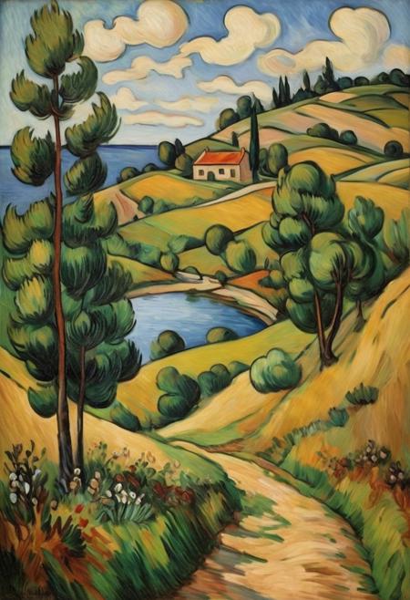 nature photo, landscape, canvas, oil, natural colors, by Suzanne Valadon