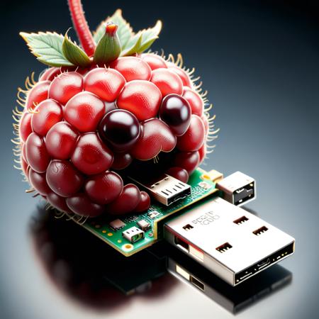 comic [X] <lora:DalE-3-FFusion-LoRA-ViT-FA:1>a close up of a raspberry with a micro - usb attached, raspberry, high res photo, rendered in cgi, 4k polymer clay food photography, computer cgi, pi - slices, crisp detailed 3 d render, computer render, high resolution, high resolution, adafruit, istock, photorealistic 3 d, delicious, hi res . graphic illustration, comic art, graphic novel art, vibrant, highly detailed