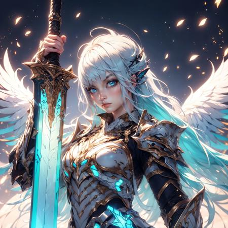 (hailoknight, Solo, 1girl wearing white armor, beautiful turquoise eyes, long white hair,  turquoise wings, holding giant turquoise energy sword infront of her, holding sword:1.3), (simple glowing background:1.25)<lora:add_detail:0.3>, <lora:hailoknightV2E12:1>, masterpiece, best quality, wide-angle, Hyperdetailed, masterpiece, best quality, 8k, natural lighting, soft lighting, sunlight, HDR (High Dynamic Range), Maximum Clarity And Sharpness, Multi-Layered Textures, masterpiece, best quality, wide-angle Hyperdetailed, masterpiece, best quality, 8k, natural lighting, soft lighting, sunlight, HDR (High Dynamic Range), Maximum Clarity And Sharpness, Multi-Layered Textures, masterpiece, best quality, wide-angle Hyperdetailed, masterpiece, best quality, 8k, natural lighting, soft lighting, sunlight, HDR (High Dynamic Range), Maximum Clarity And Sharpness, Multi-Layered Textures, masterpiece, best quality, wide-angle Hyperdetailed, masterpiece, best quality, 8k, natural lighting, soft lighting, sunlight, HDR (High Dynamic Range), Maximum Clarity And Sharpness, Multi-Layered Textures, masterpiece, best quality, wide-angle Hyperdetailed, masterpiece, best quality, 8k, natural lighting, soft lighting, sunlight, HDR (High Dynamic Range), Maximum Clarity And Sharpness, Multi-Layered Textures, masterpiece, best quality, wide-angle Hyperdetailed, masterpiece, best quality, 8k, natural lighting, soft lighting, sunlight, HDR (High Dynamic Range), Maximum Clarity And Sharpness, Multi-Layered Textures, masterpiece, best quality, wide-angle Hyperdetailed, masterpiece, best quality, 8k, natural lighting, soft lighting, sunlight, HDR (High Dynamic Range), Maximum Clarity And Sharpness, Multi-Layered Textures, masterpiece, best quality, wide-angle Hyperdetailed, masterpiece, best quality, 8k, natural lighting, soft lighting, sunlight, HDR (High Dynamic Range), Maximum Clarity And Sharpness, Multi-Layered Textures, masterpiece, best quality, wide-angle Hyperdetailed, masterpiece, best quality, 8k, natural lighting, soft lighting, sunlight, HDR (High Dynamic Range), Maximum Clarity And Sharpness, Multi-Layered Textures, masterpiece, best quality, wide-angle Hyperdetailed, masterpiece, best quality, 8k, natural lighting, soft lighting, sunlight, HDR (High Dynamic Range), Maximum Clarity And Sharpness, Multi-Layered Textures, masterpiece, best quality, wide-angle Hyperdetailed, masterpiece, best quality, 8k, natural lighting, soft lighting, sunlight, HDR (High Dynamic Range), Maximum Clarity And Sharpness, Multi-Layered Textures, masterpiece, best quality, wide-angle Hyperdetailed, masterpiece, best quality, 8k, natural lighting, soft lighting, sunlight, HDR (High Dynamic Range), Maximum Clarity And Sharpness, Multi-Layered Textures, masterpiece, best quality, wide-angle Hyperdetailed, masterpiece, best quality, 8k, natural lighting, soft lighting, sunlight, HDR (High Dynamic Range), Maximum Clarity And Sharpness, Multi-Layered Textures, masterpiece, best quality, wide-angle Hyperdetailed, masterpiece, best quality, 8k, natural lighting, soft lighting, sunlight, HDR (High Dynamic Range), Maximum Clarity And Sharpness, Multi-Layered Textures, masterpiece, best quality, wide-angle Hyperdetailed, masterpiece, best quality, 8k, natural lighting, soft lighting, sunlight, HDR (High Dynamic Range), Maximum Clarity And Sharpness, Multi-Layered Textures, masterpiece, best quality, wide-angle Hyperdetailed, masterpiece, best quality, 8k, natural lighting, soft lighting, sunlight, HDR (High Dynamic Range), Maximum Clarity And Sharpness, Multi-Layered Textures, masterpiece, best quality, wide-angle Hyperdetailed, masterpiece, best quality, 8k, natural lighting, soft lighting, sunlight, HDR (High Dynamic Range), Maximum Clarity And Sharpness, Multi-Layered Textures