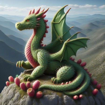 dragon in a mountain  <lora:Prickly Pear Style v1:1>, Prickly Pear Style,