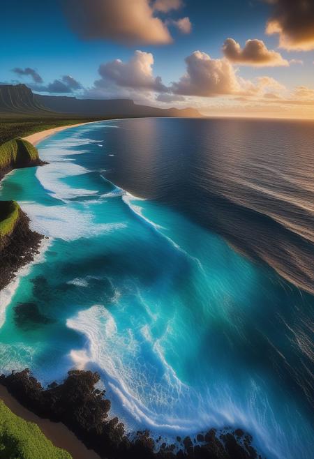 8K, An enchanted hawaii sea sparkling for solar rays. (Beautiful scenario)