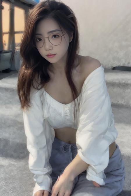 (8k),best quality, (photorealistic,realistic:1.2),
 <lora:breastinclassBetter_v141:0.5>,bingtangxiaoxiaosu, 1girl, solo, sweater, looking at viewer, upper body, black eyes, public,hands on knees,