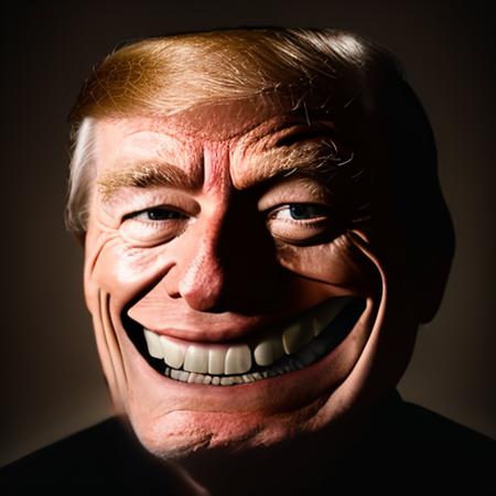 RAW photo,  donald trump in tr0ll face <lora:tr0ll-000040:1>, Three-quarter, 8k uhd, dslr, soft lighting, high quality, film grain, Fujifilm XT3