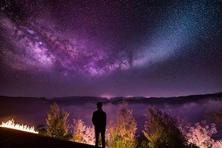 small bright spots, galaxy, purple lighting, white spots, nebula, purple nebula, cinematic, 4k, ((detailed background, stars, nebula, red nebula))