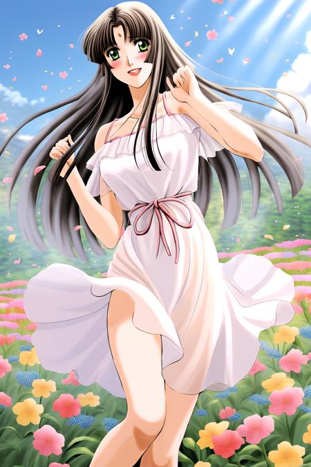 Izumi Masumi, Black Hair, Long Hair, Green Eyes, Forehead Mark, 