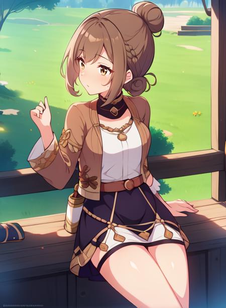  Atefeh, 1girl, hair bun, brown eyes,  brown hair