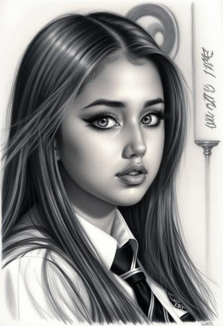 sketch from beautiful busty 24yo S4BR1N4 wearing uniform