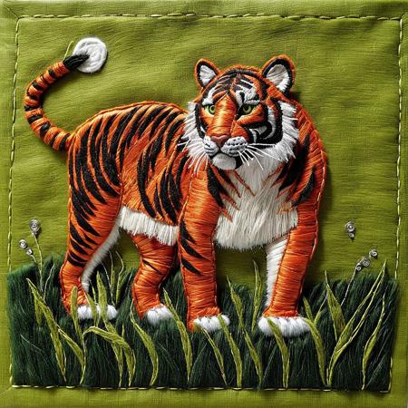 cs-l3ath3r, a realistic Tiger on a Grass Plains by Crescent Moon