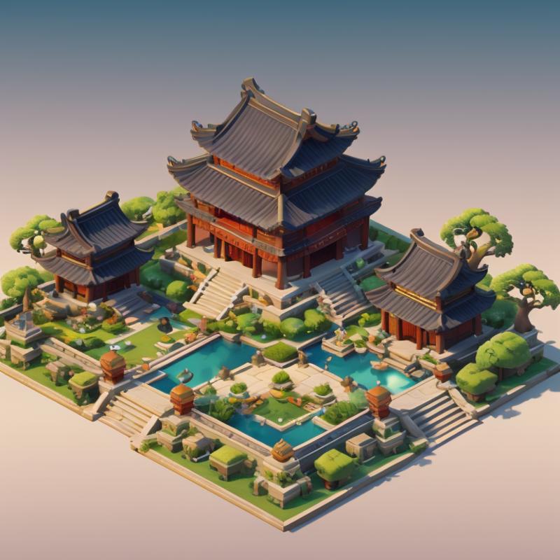 Isometric Chinese style Architecture LoRa image by aji1