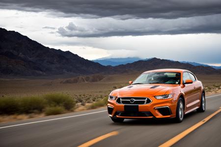 ((best quality)), ((masterpiece)), ((realistic)), (detailed),4K, absurdres, HDR, photography
red-orange Mercury Cougar Eliminator driving on the highway throught the death valley desert, chrome, glossy chassis, dramatic scene, thunderstorm with lightnings at the horizon, dramatic angle, low angle, (focus car:1.2), (motion blur:1.1), wide angle, dust cloud behind the cas, car moving at high speed, car in the centerâââ