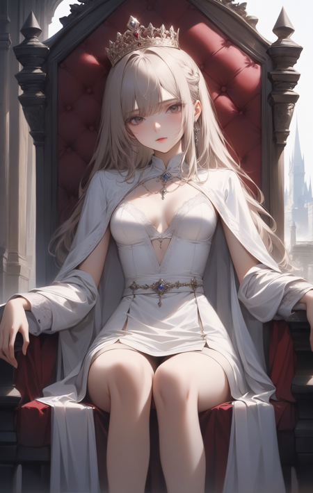 throne, queen, 1girl, best quality, masterpiece, newest, sitting, (realistic:0.5)