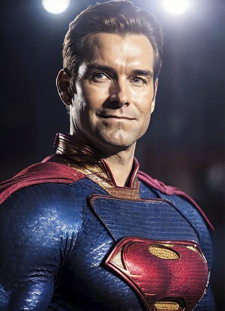 <portrait of sks person as superman, masculine, epic > (photo, studio lighting, hard light, sony a7, 50 mm, hyperrealistic, big depth of field, matte skin, pores, wrinkles, concept art, colors, hyperdetailed)