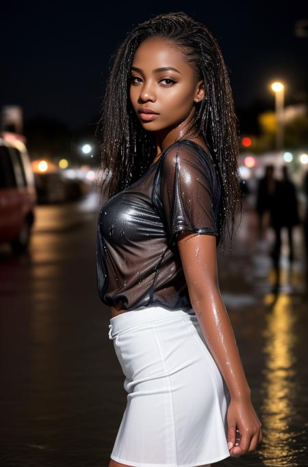 (masterpiece, best quality, high resolution:1.2), detailed face, detailed eyes, detailed skin, extremely detailed, intricate details
glamour photography, (1girl, Nigerian, 20 years old) wet in the street at night, wet skin, wet hair, wet white blouse, wet skirt, from side
<lora:Detail Slider V2 By Stable :0.4>