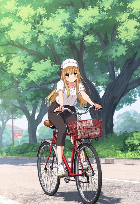 score_9, score_8_up, score_7_up, score_6_up, score_5_up, score_4_up, source_anime, 1girl, solo, 18yo, (slim face:1.5), (bangs:1.2), skinny, thin body, wide hips, thin thighs,
<lora:age_slider_v4:2> <lora:Expressive_H:1><lora:Kenva:0.8> <lora:naipf:0.6>
ground vehicle, bicycle, tree, outdoors, road, blond hair, long hair, brown eyes, white baseball cap, light smile, bangs, day, bicycle basket, pants, pavement, riding, solo focus, shoes, street,