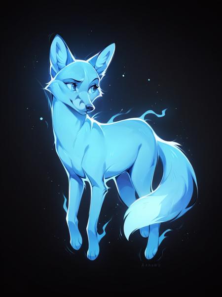 p4tr0nus, no humans, glowing, black background, blue theme, feral