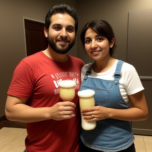 hermosa pareja tomando cerveza artesanal